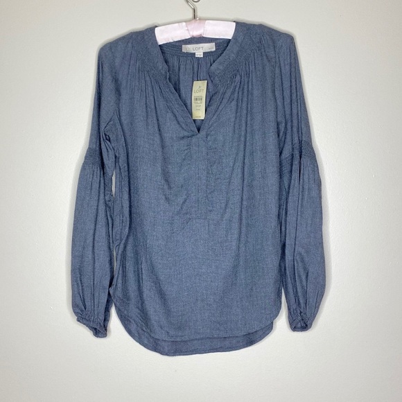 LOFT Tops - NWT Loft Grey Rayon Shirt Blouse Size XXSP